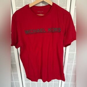 Michael Kors T-Shirt, Red & Tan, Size Medium.